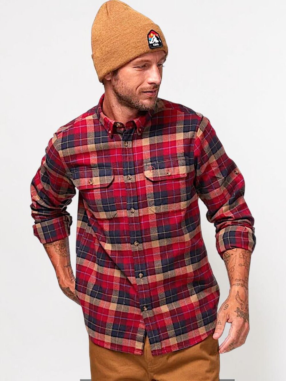 Fjallraven Singi red button up fairy grunge oversized plaid flannel shirt M's M